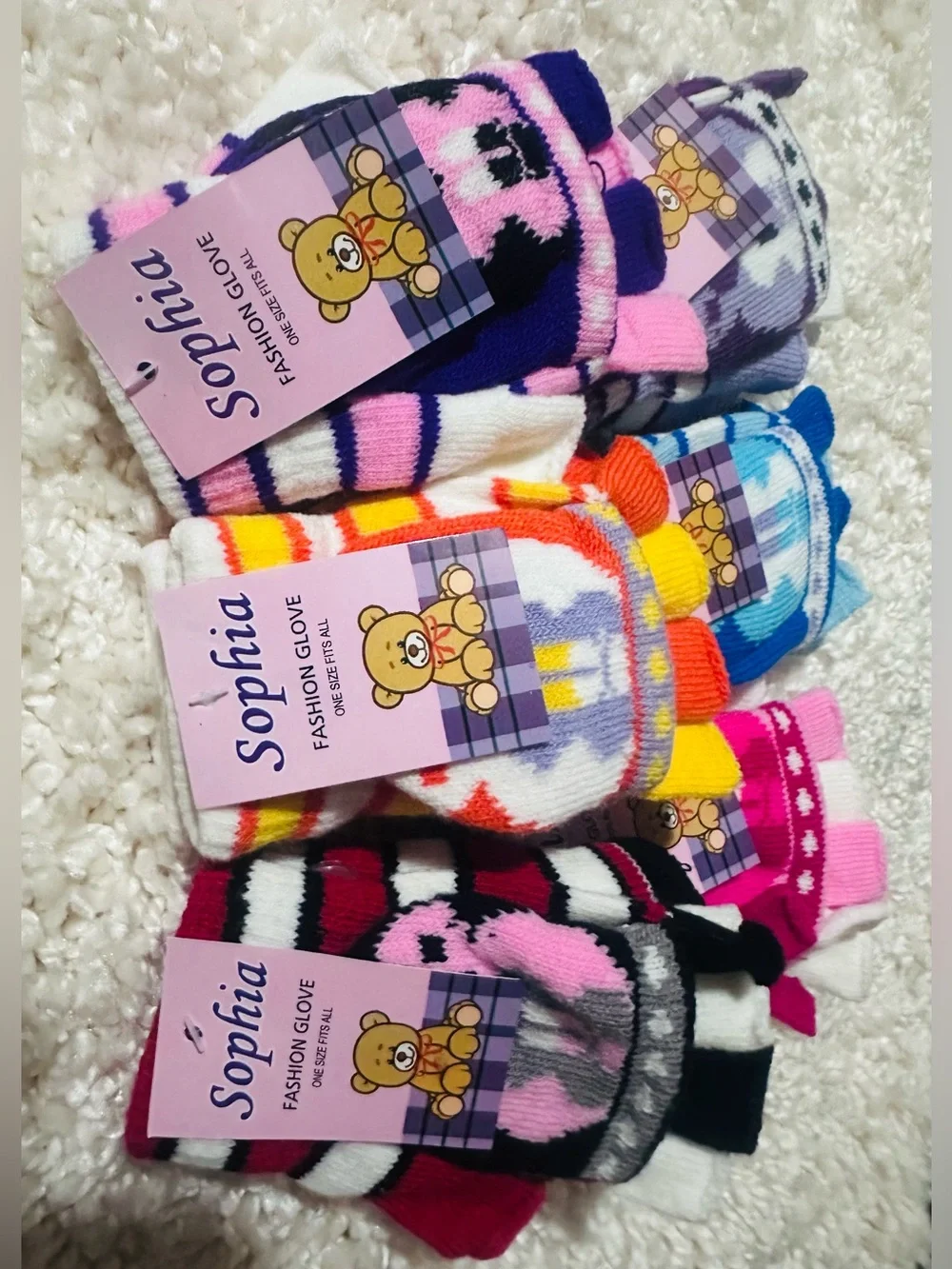 Kids Colorblock Mittens - 6 pairs